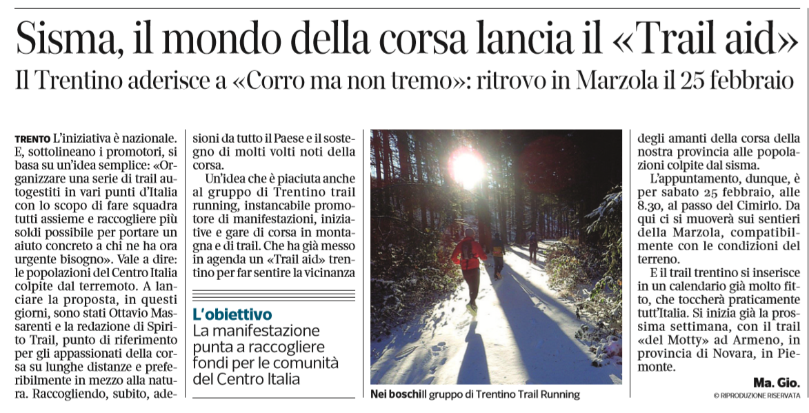 Corriere del Trentino, 1 febbraio 2017